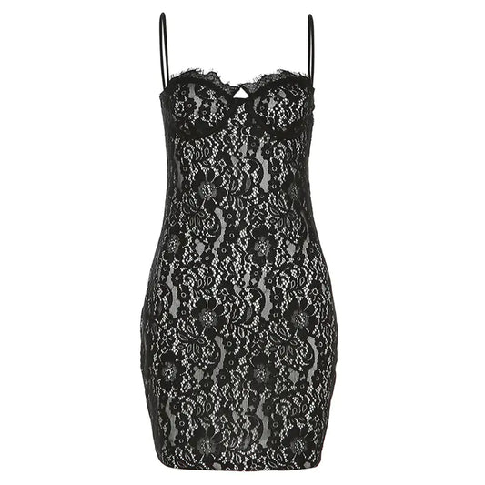 Women's Lace Slim-Fit Sheath Dress with Suspenders
