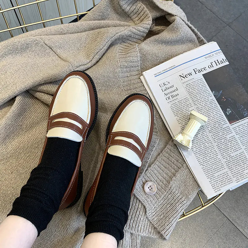 Vintage Slip-On Leather Shoes for Women