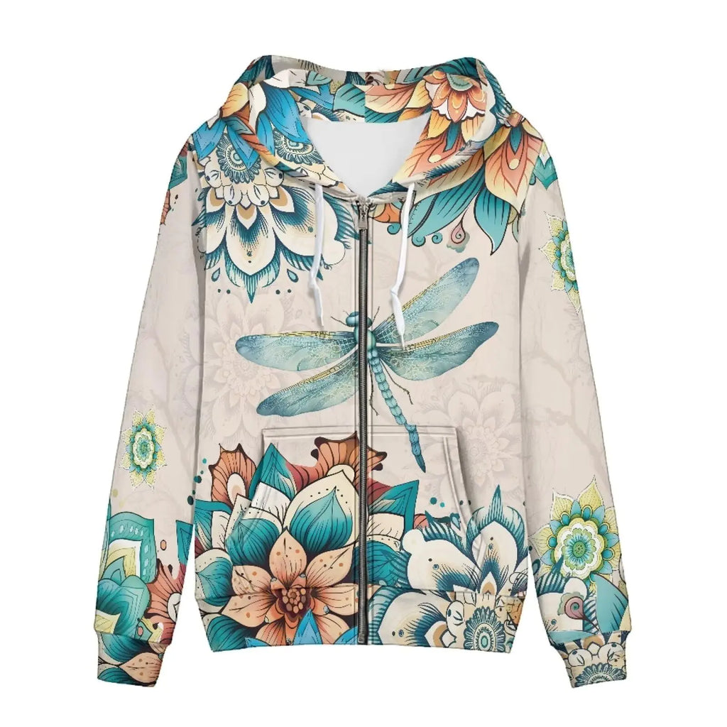 Showudesigns Boho Dragonfly Zip Up Hoodie Womens Yoga Clothing Fashion Hooded Sweatshirts Small Activewear Jacket Shirts Y2K Outfits Trendy Teen Girls Pullover Sweater Mandala Aztec
