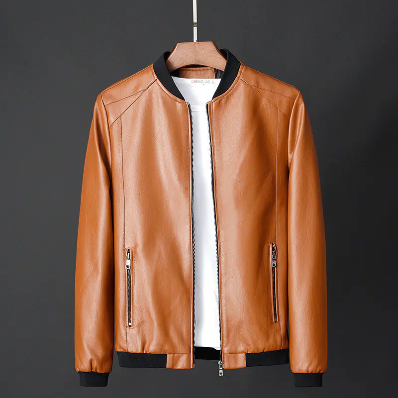 Leather Men's Casual Slim Fit Motorcycle Jacket