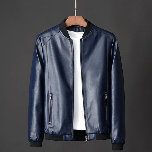 Leather Men's Casual Slim Fit Motorcycle Jacket