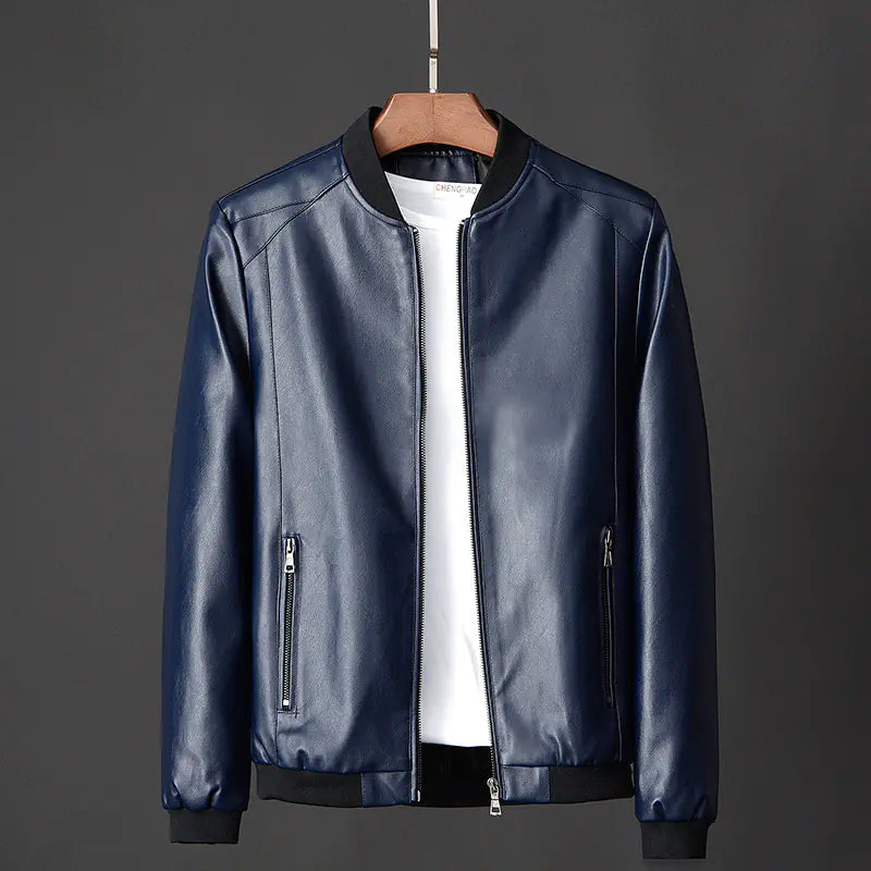 Leather Men's Casual Slim Fit Motorcycle Jacket