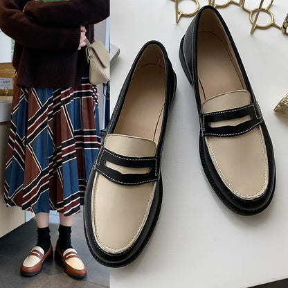 Vintage Slip-On Leather Shoes for Women