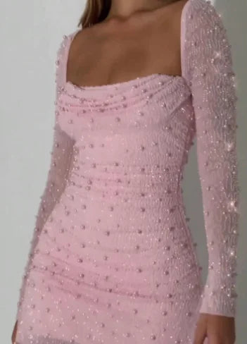 Beaded Design Slim-fit Sheath Dress for Women