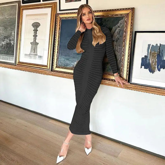 Women's Elegant Long-Sleeved Slim-Fit Sheath Dress