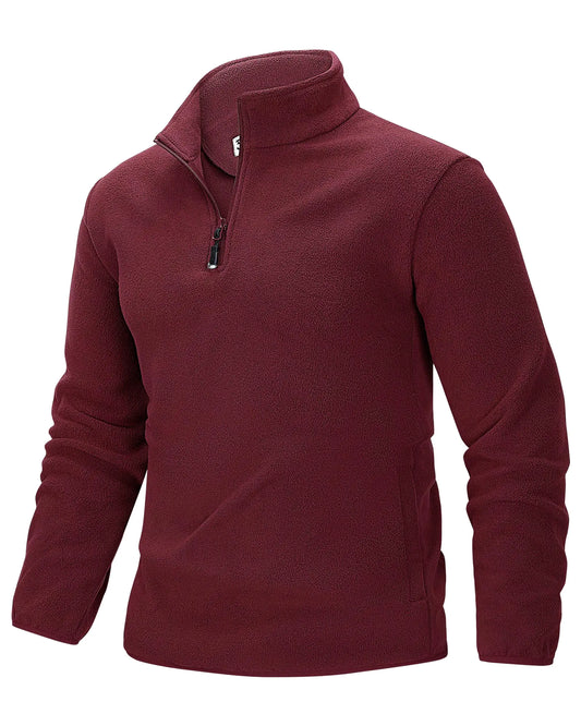 33000ft Mens Quarter-Zip Polar Fleece Jacket Long Sleeve Half Zip Fleece Pullover Sweaters Thermal Golf Sweatshirt