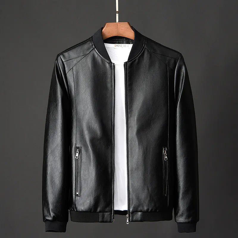 Leather Men's Casual Slim Fit Motorcycle Jacket