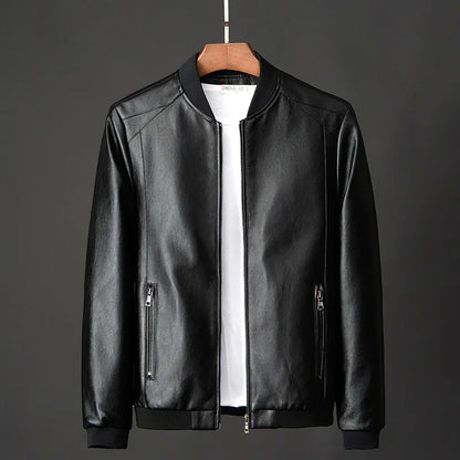 Leather Men's Casual Slim Fit Motorcycle Jacket