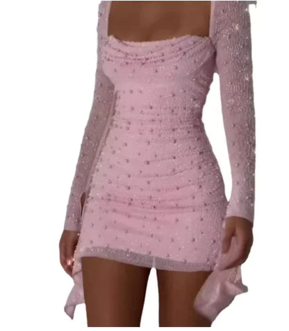 Beaded Design Slim-fit Sheath Dress for Women