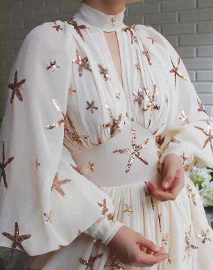 Graceful Women's Half Turtleneck Sequined Dress