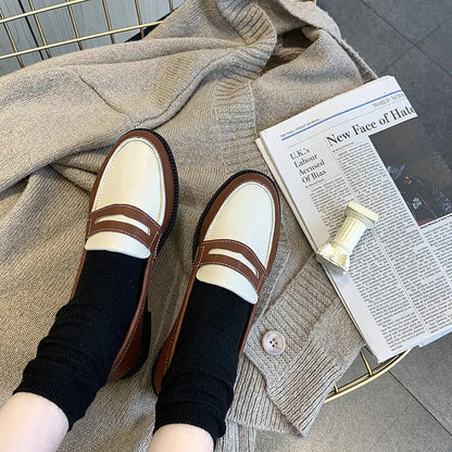 Vintage Slip-On Leather Shoes for Women