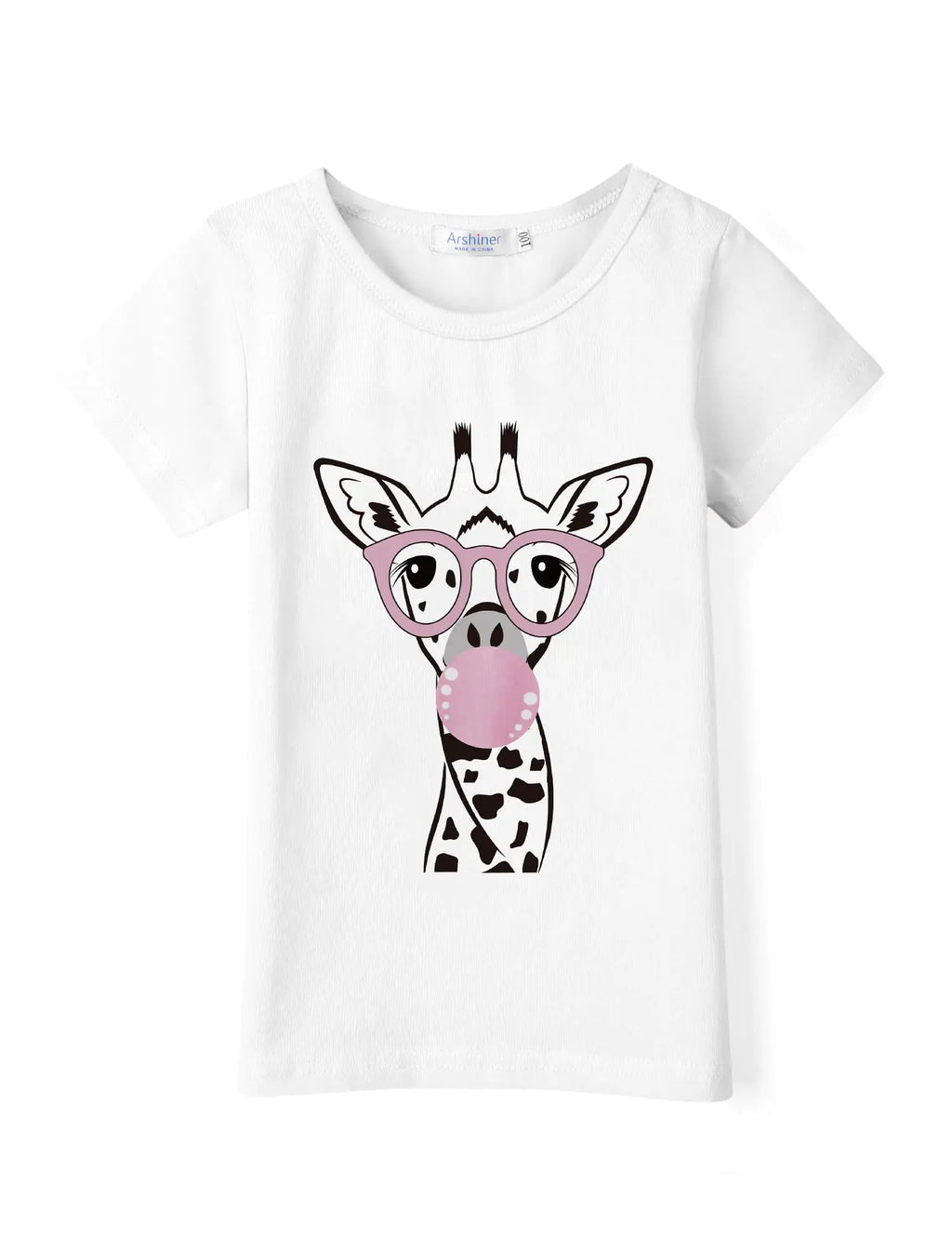 Arshiner Girls Fashion Tops Clothes White Giraffe Graphic Short Sleeve Tee T-Shirt Clothing