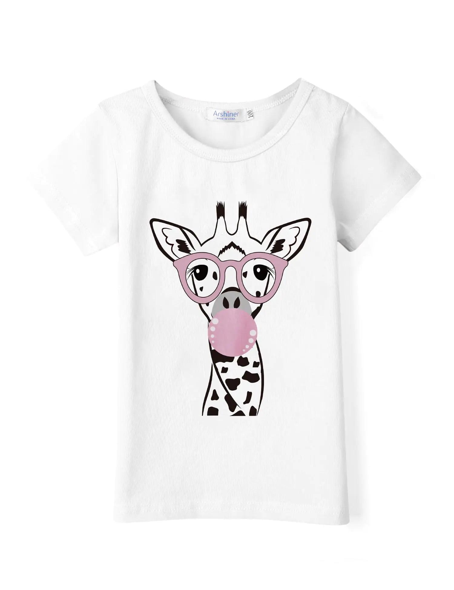 Arshiner Girls Fashion Tops Clothes White Giraffe Graphic Short Sleeve Tee T-Shirt Clothing